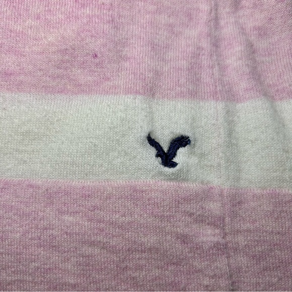 American Eagle Outfitters Y2K Pink & White Stripe V-Neck Long Sleeve Top Medium - Picture 11 of 14